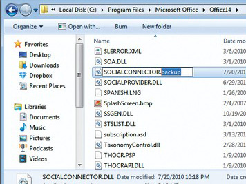 Tắt tính năng Outlook Social Connector trong Office 2010